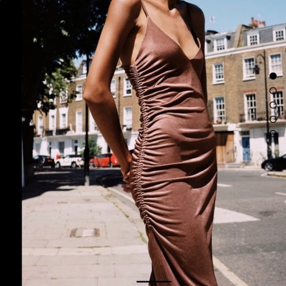 Zara Dresses & Skirts - NWT Zara Brown Satin Dress